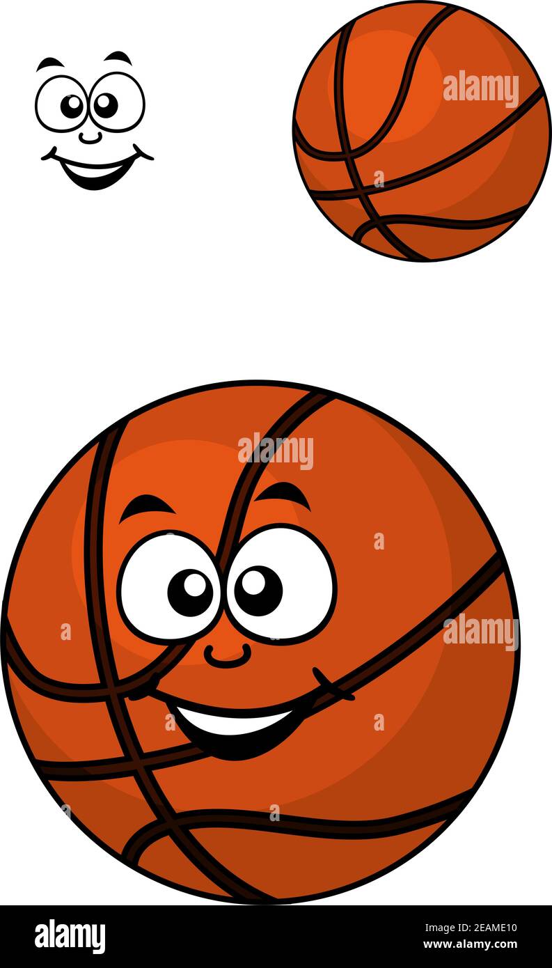 Isolated basketball ball in cartoon style with a happy face for
