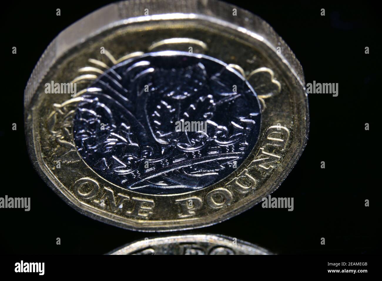 £1 coin and reflection Stock Photo - Alamy