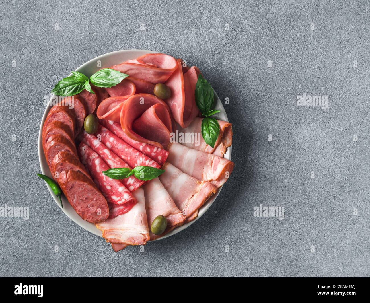 Cold smoked meat plate assorted snacks set Stock Photo Alamy
