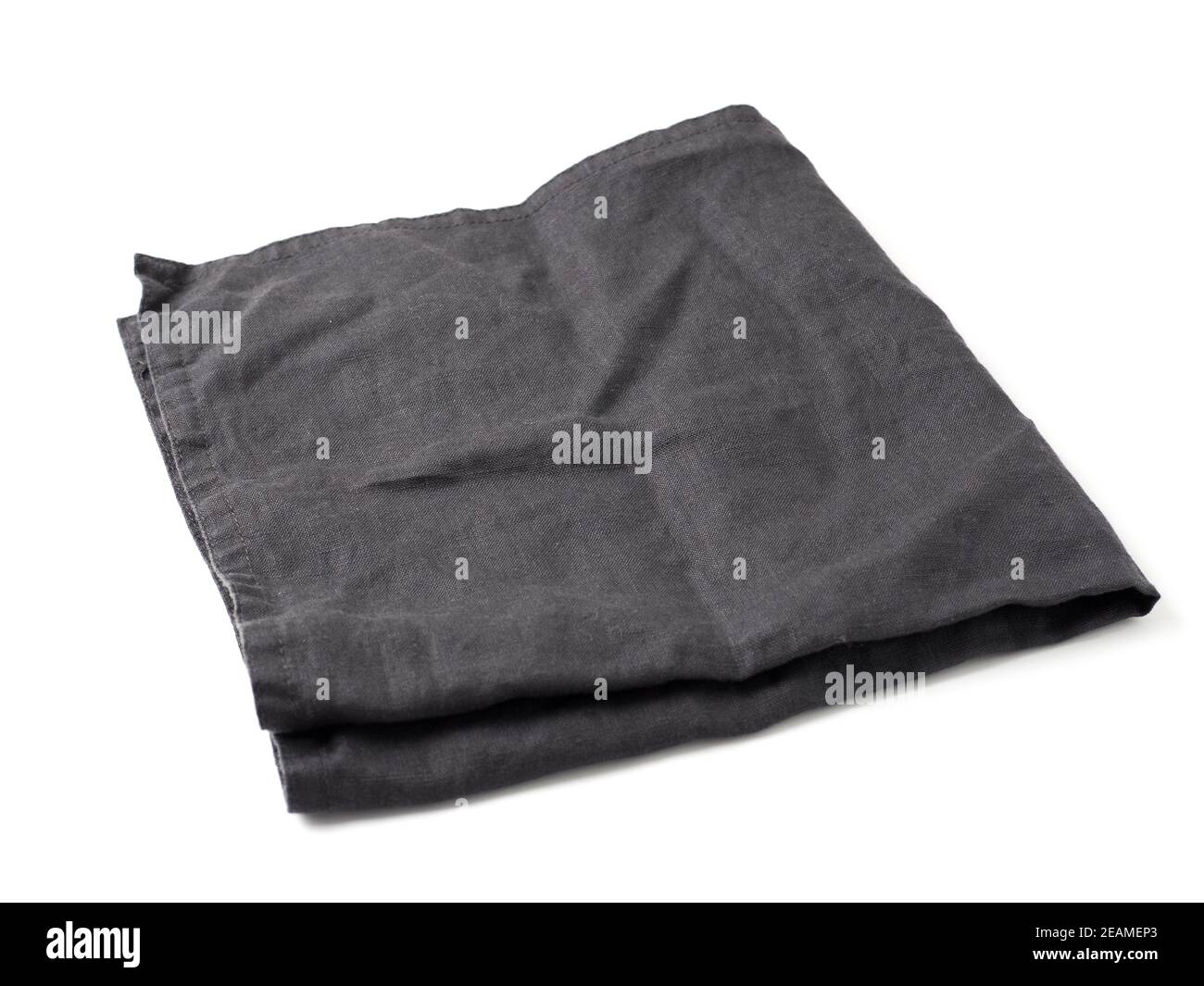 Black linen napkin isolated on white Stock Photo - Alamy