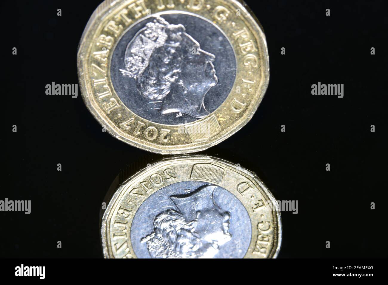 £1 coin and reflection Stock Photo - Alamy