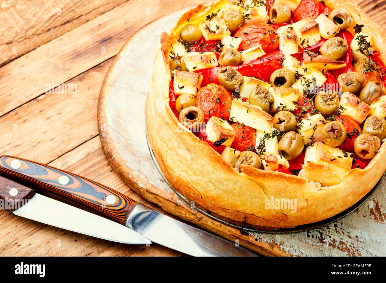 Homemade cheese and pepper pie Stock Photo