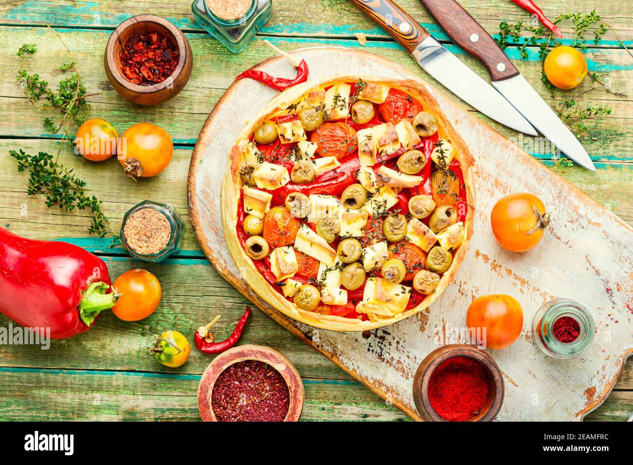 Homemade cheese and pepper pie Stock Photo