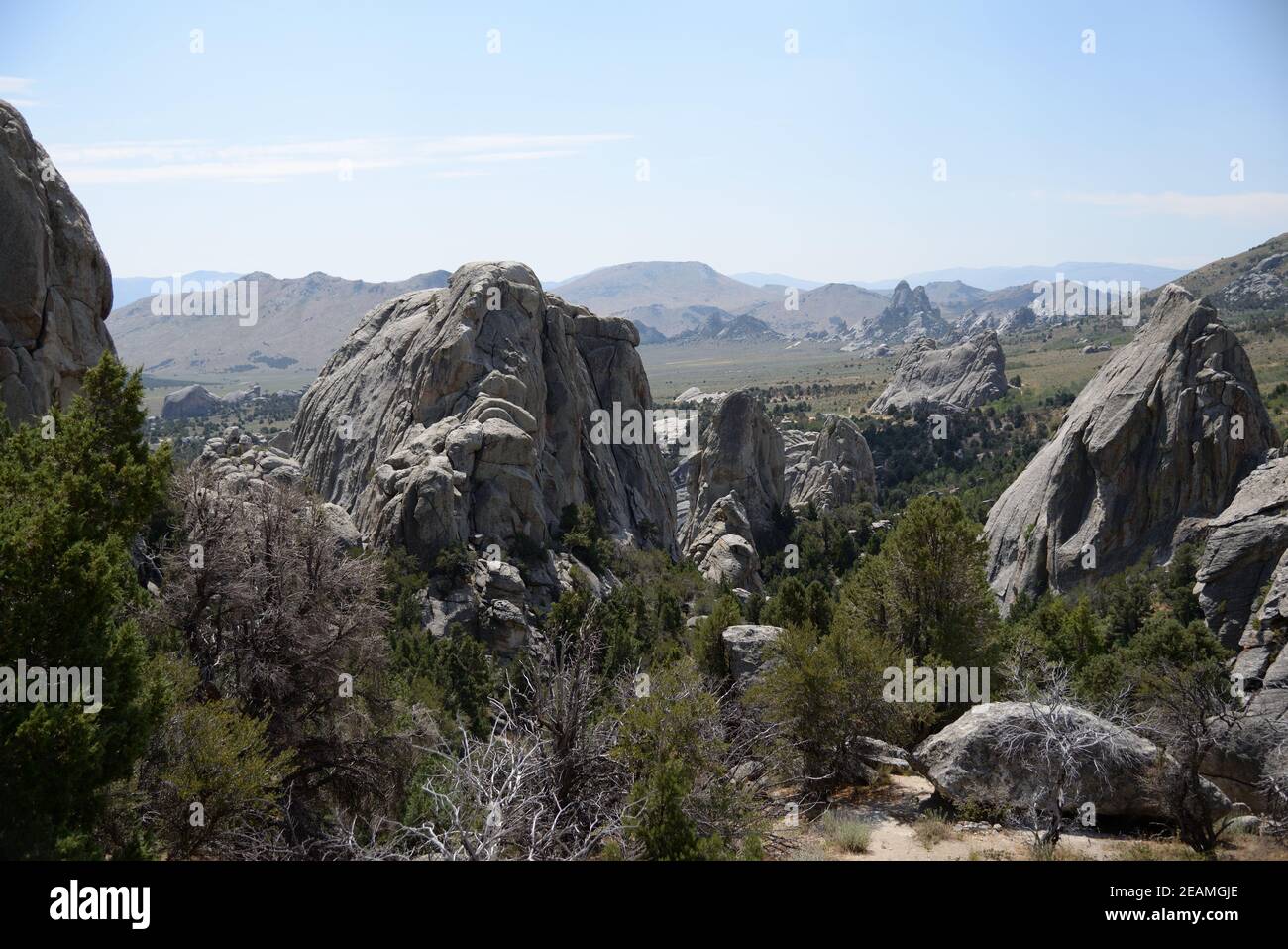 Rock formations at City of Rocks National Reserve in Idaho Stock Photo