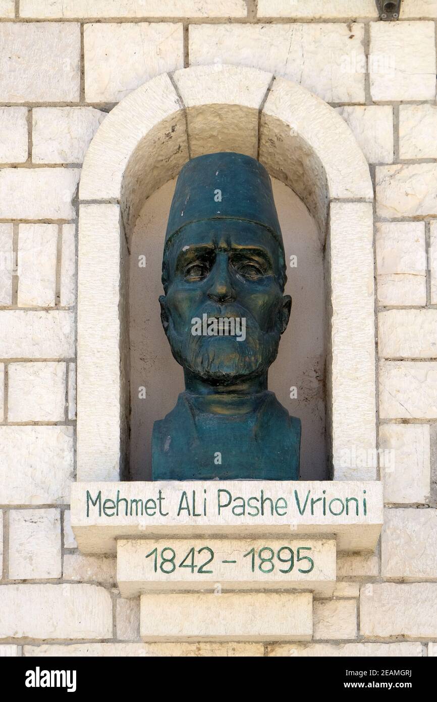 Memorial of Mehmet Ali Pashe Vrioni Albanian politician and diplomat, Vice President of the League of Prizren, Berat, Albania Stock Photo