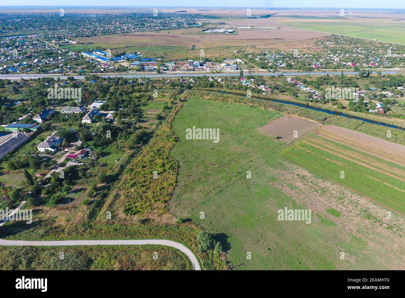Village aerial landscape trees houses hi-res stock photography and ...