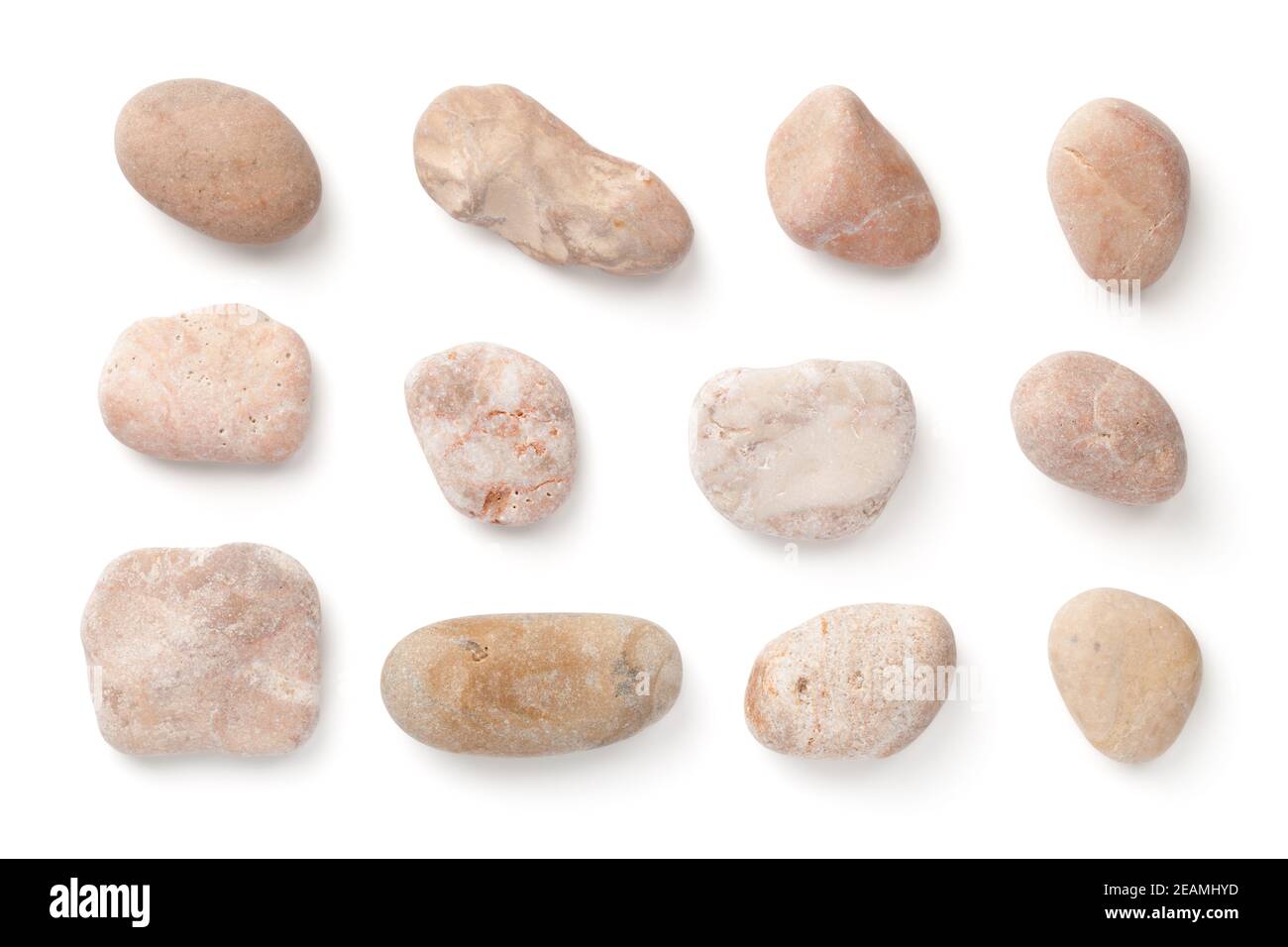 Collection Of Bright Stones Isolated Over White Stock Photo