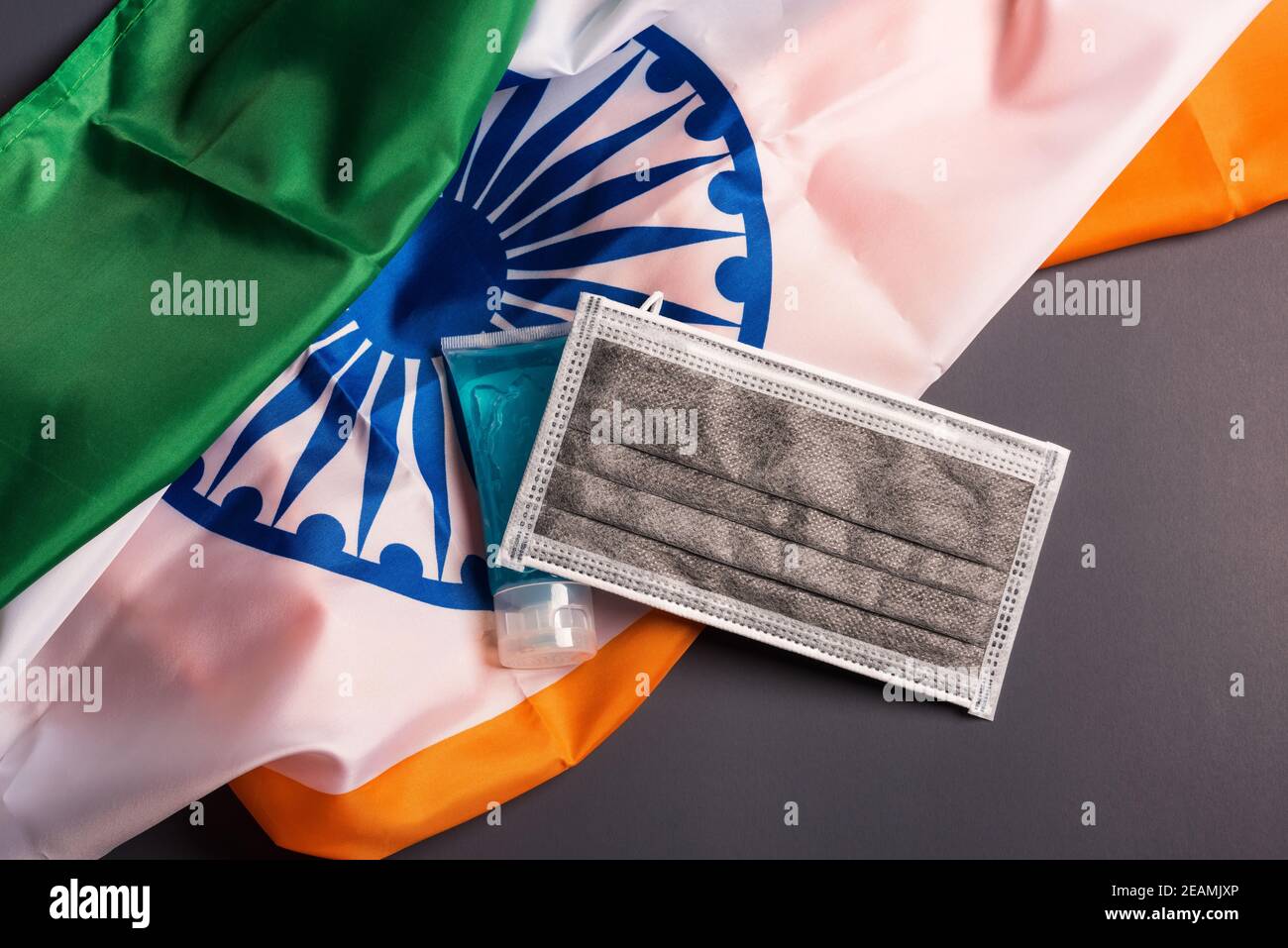 Medical protective disposable face mask for cover mouth with India flag Stock Photo