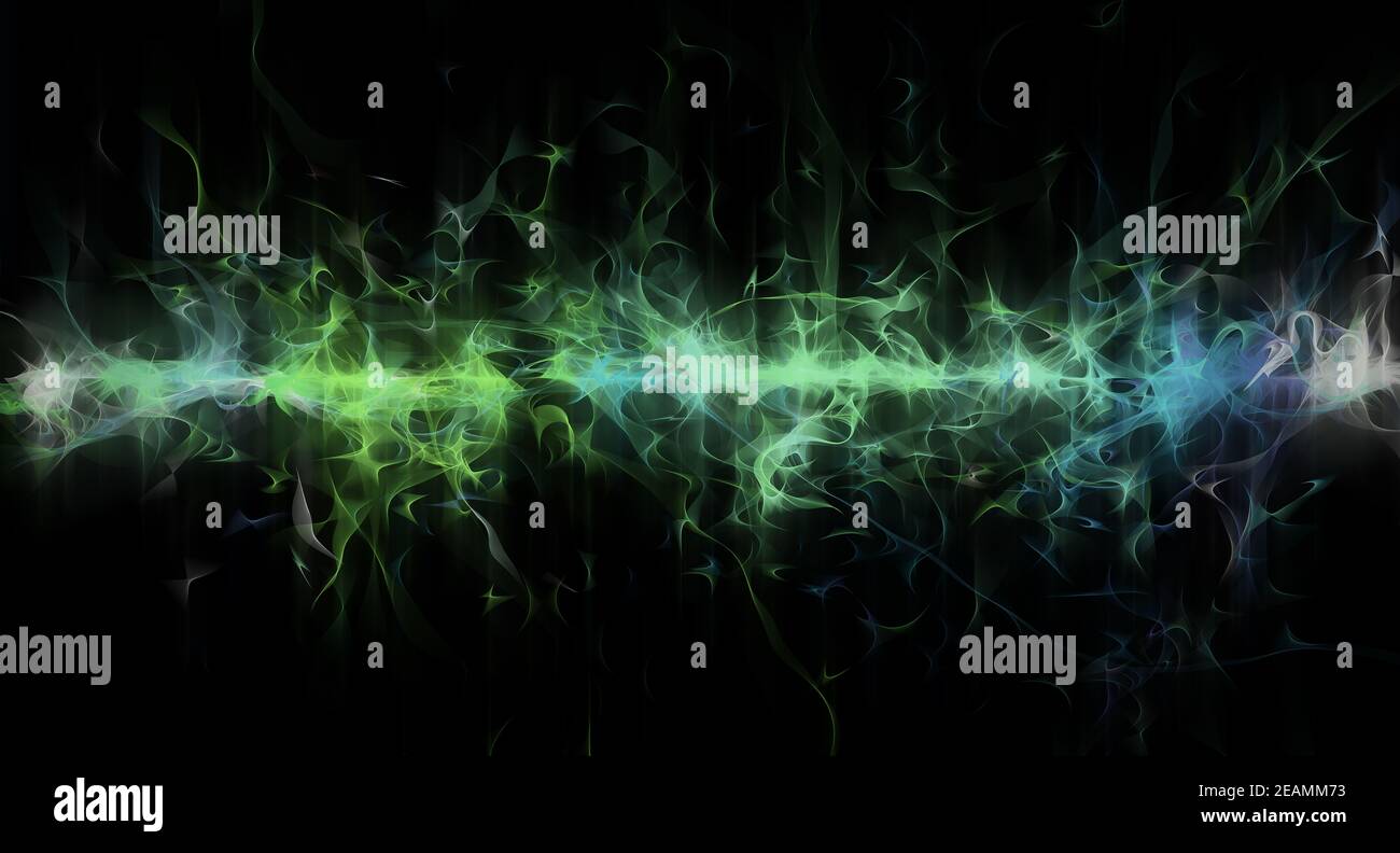 abstract glowing green line - digital illustration background Stock Photo