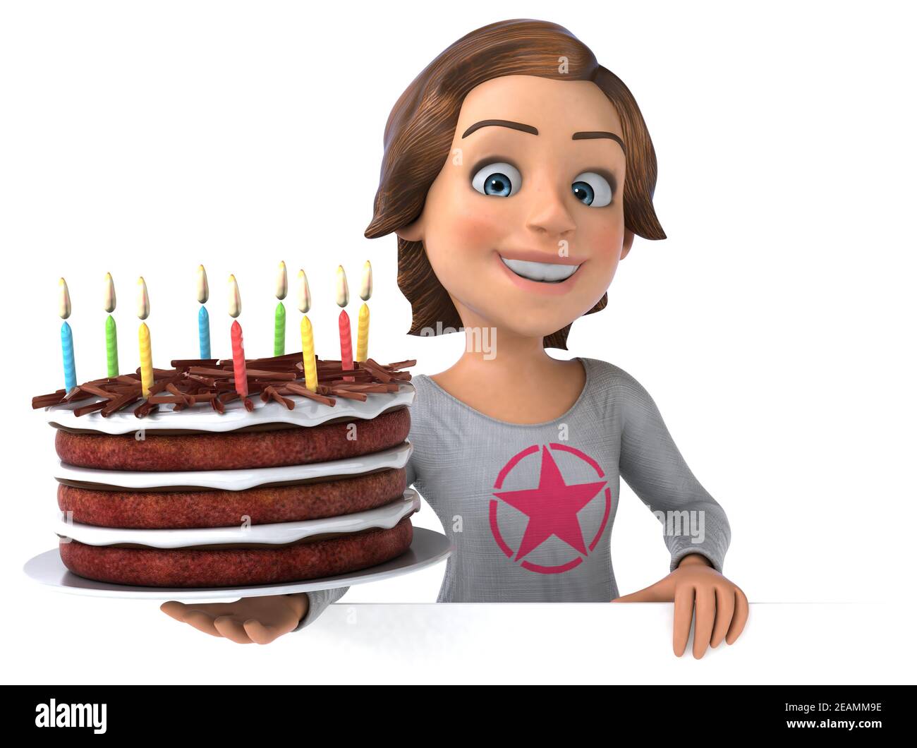 Fun 3D illustration of a cartoon teenage girl Stock Photo - Alamy