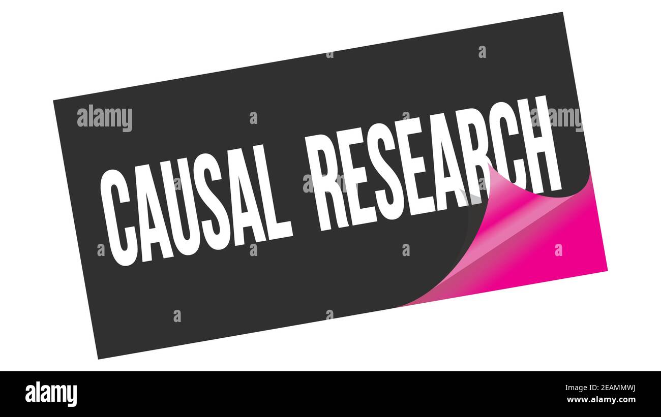 CAUSAL  RESEARCH text written on black pink sticker stamp. Stock Photo