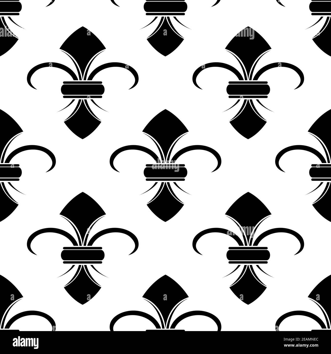 Classical French black and white fleur-de-lis seamless background