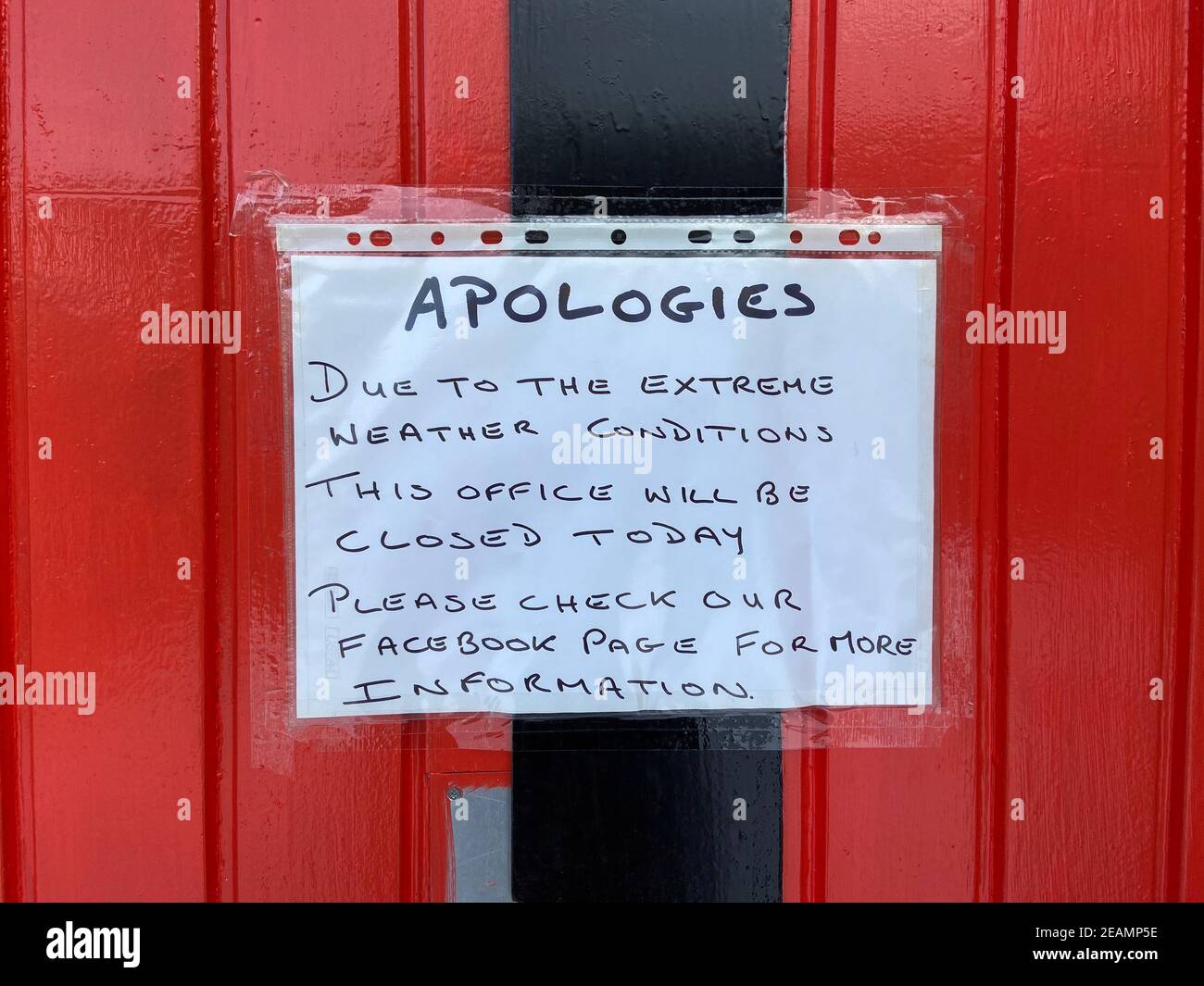 Weather., Peebles.Scottish Borders, UK. 10th Feb, 2021. Peebles Scottish Borders, Local Post office closed due to the extreme weather conditions caused by Storm Darcy . Credit: eric mccowat/Alamy Live News Stock Photo