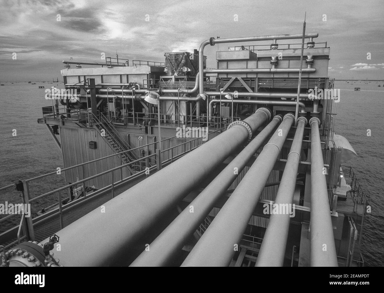 LAKE MARACAIBO, VENEZUELA, OCTOBER 1988 Lagoven oil company pipes and