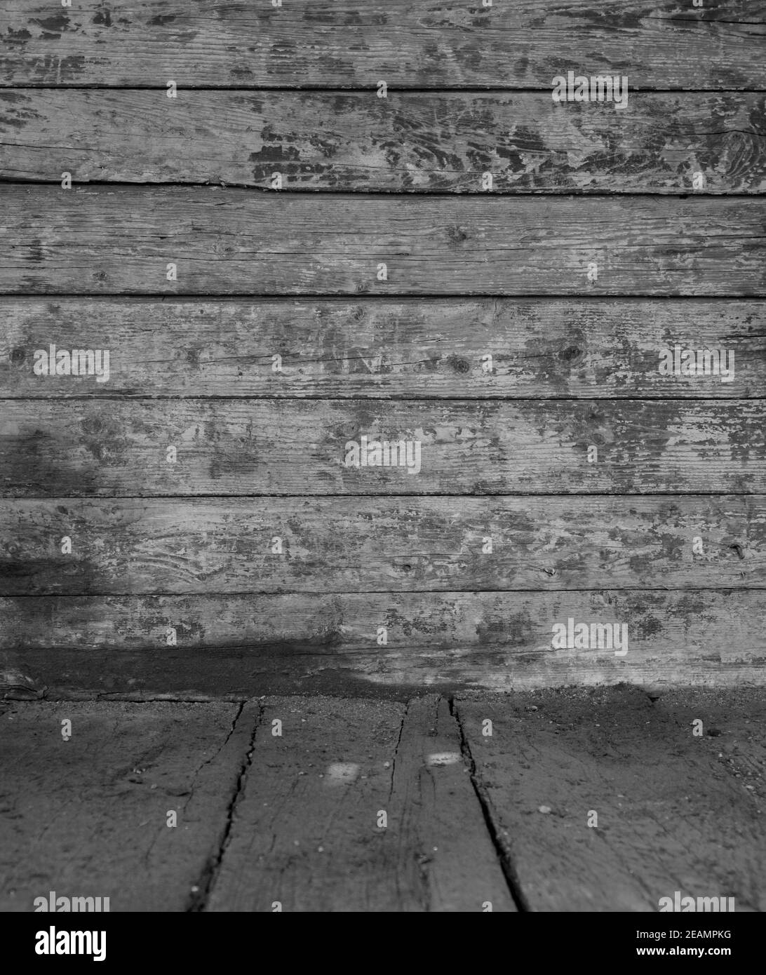 Wooden empty room with wood floor and grey wall Stock Photo - Alamy