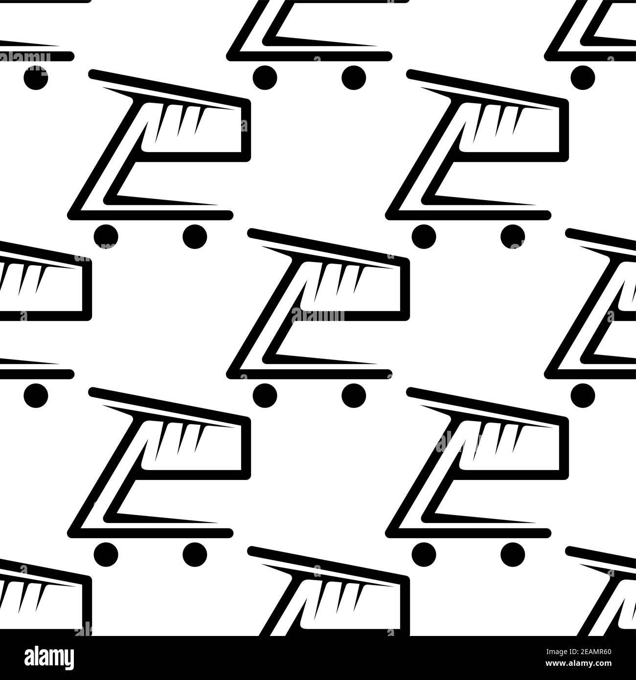 Seamless black and white pattern of shopping carts or trolleys in ...