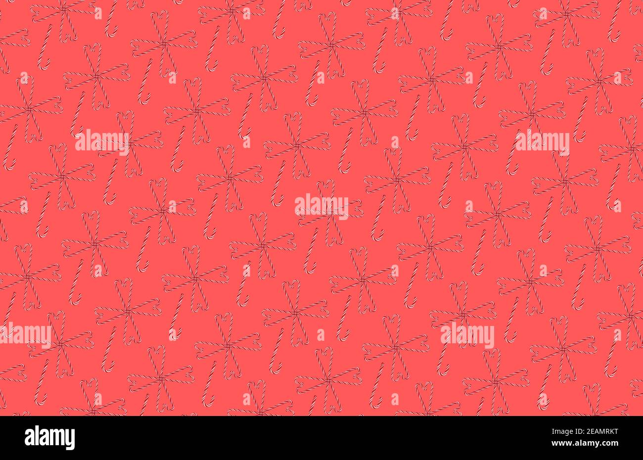 Traditional Christmas candy cane on red background Stock Photo