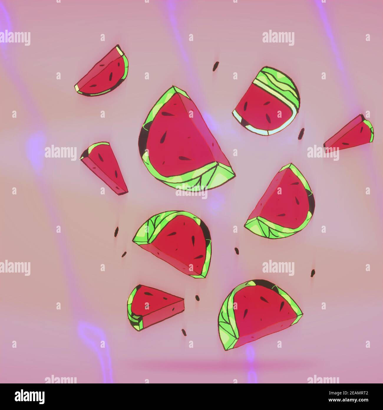 Watermelon concept art, summertime illustration Stock Photo