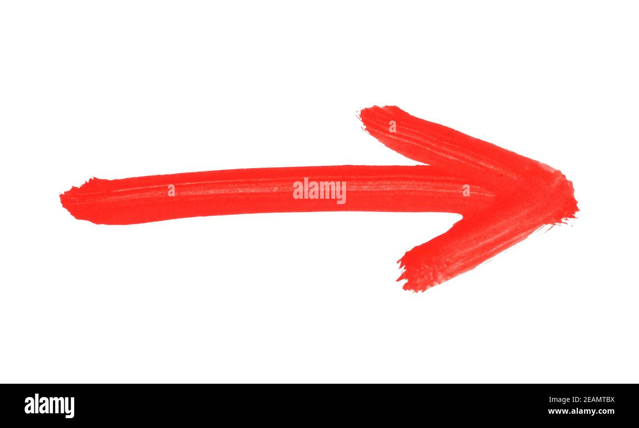 Red hand painted paintbrush arrow Stock Photo - Alamy