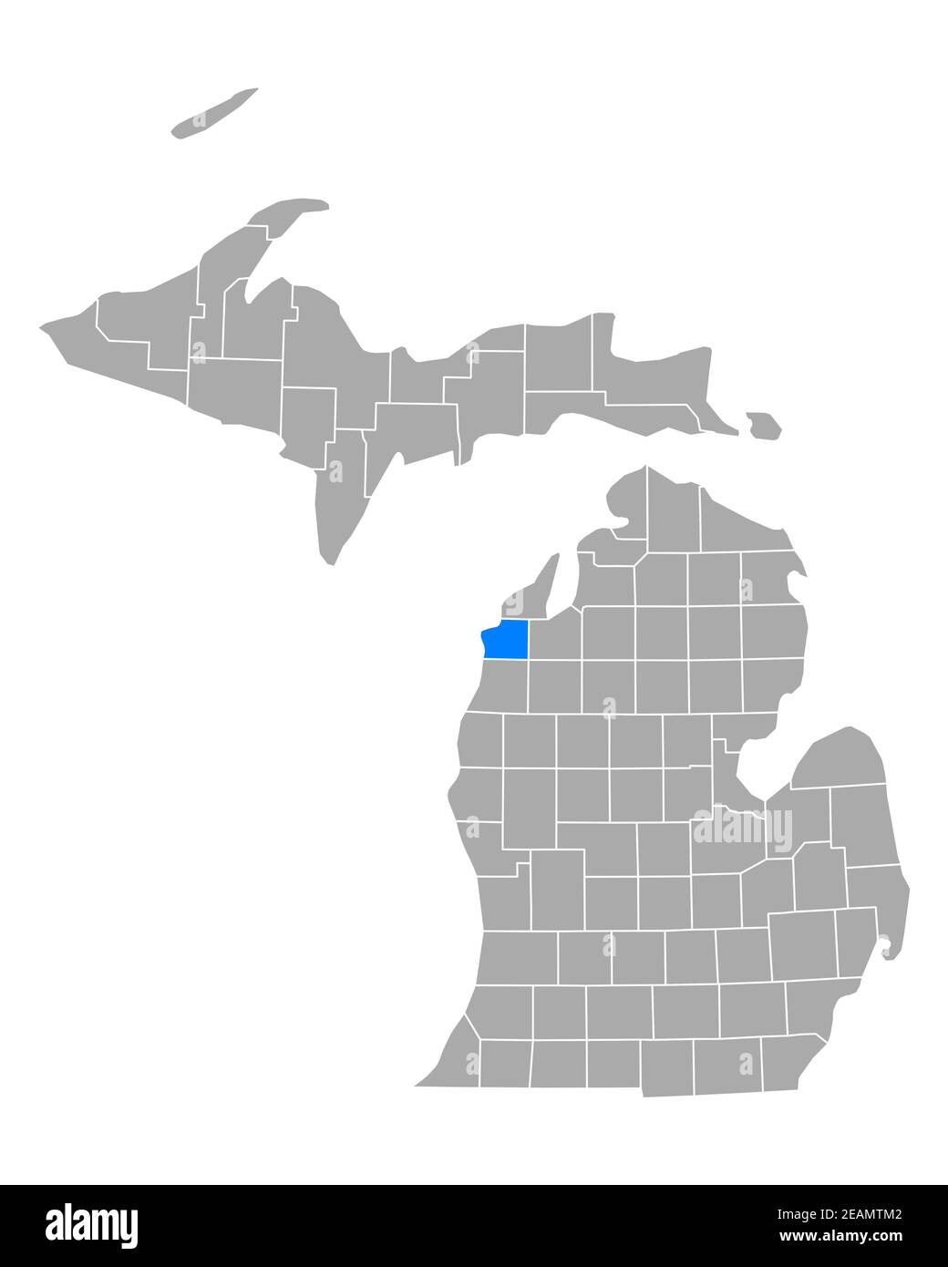 Map of Benzie in Michigan Stock Photo