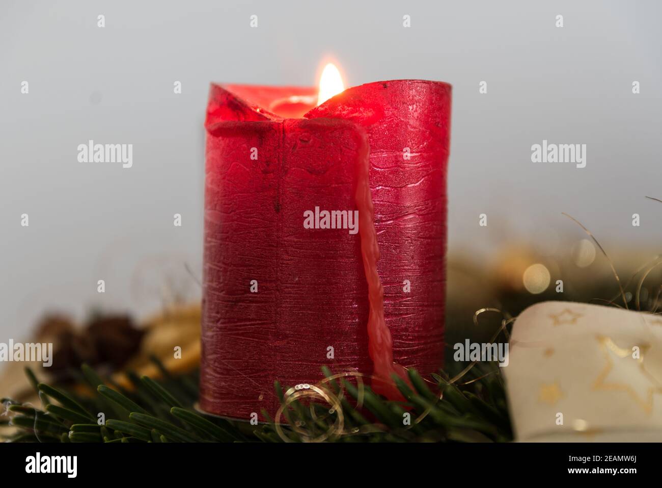 Candlelight from the Advent wreath - atmospheric Stock Photo