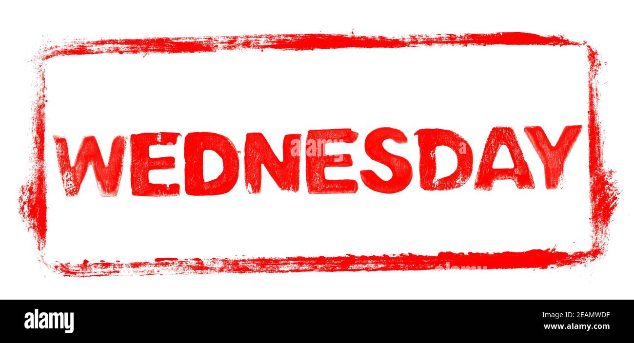 Red stencil frame: Wednesday banner Stock Photo - Alamy