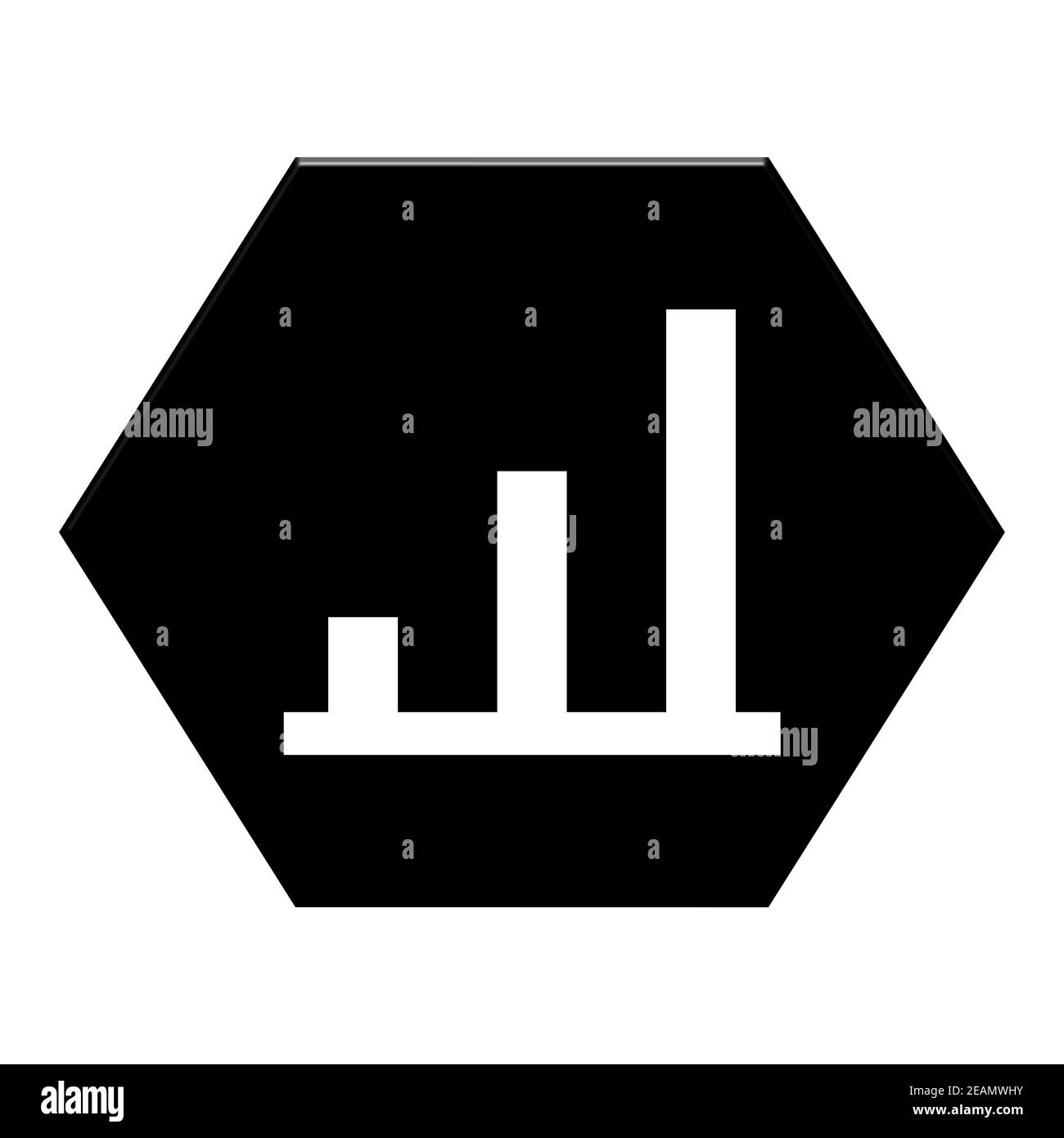 Black Hexagon Button showing Statistics, Diagram or Report Stock Photo
