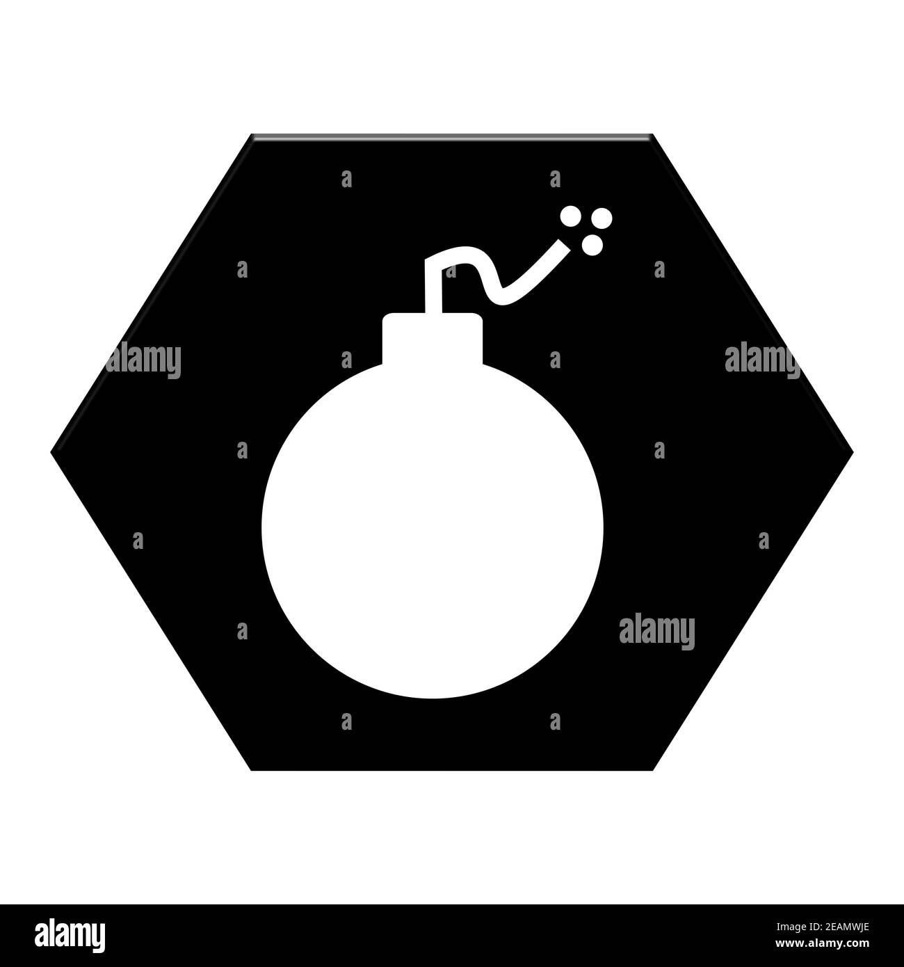 Black Hexagon Button showing Bomb, Danger or Terrorism Stock Photo