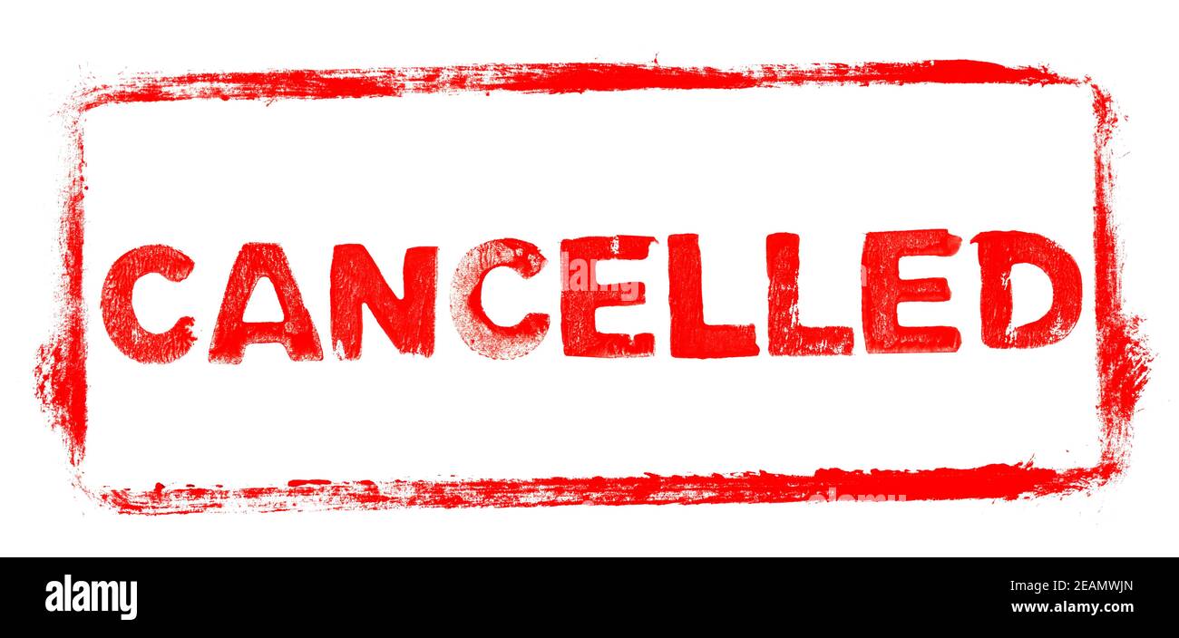 Red stencil frame: Cancelled banner Stock Photo