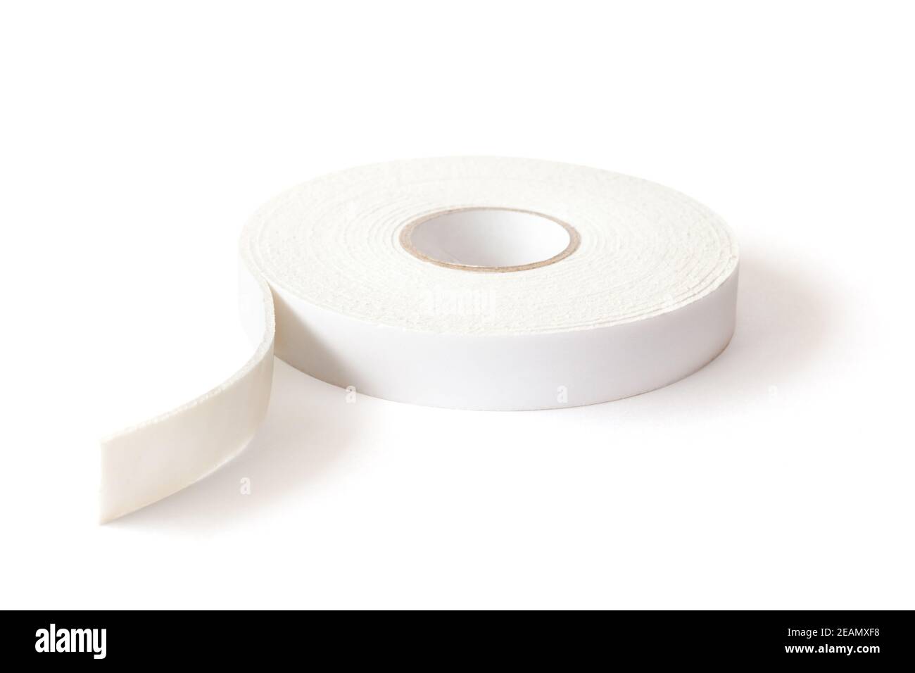 Double sided adhesive foam tape isolated on white background Stock Photo
