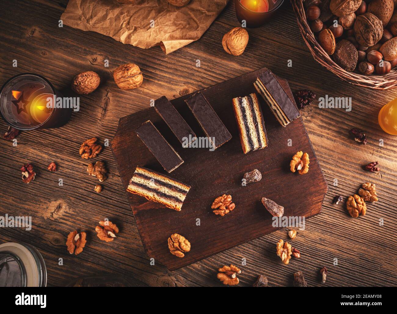 Delicious gerbeaud bars Stock Photo