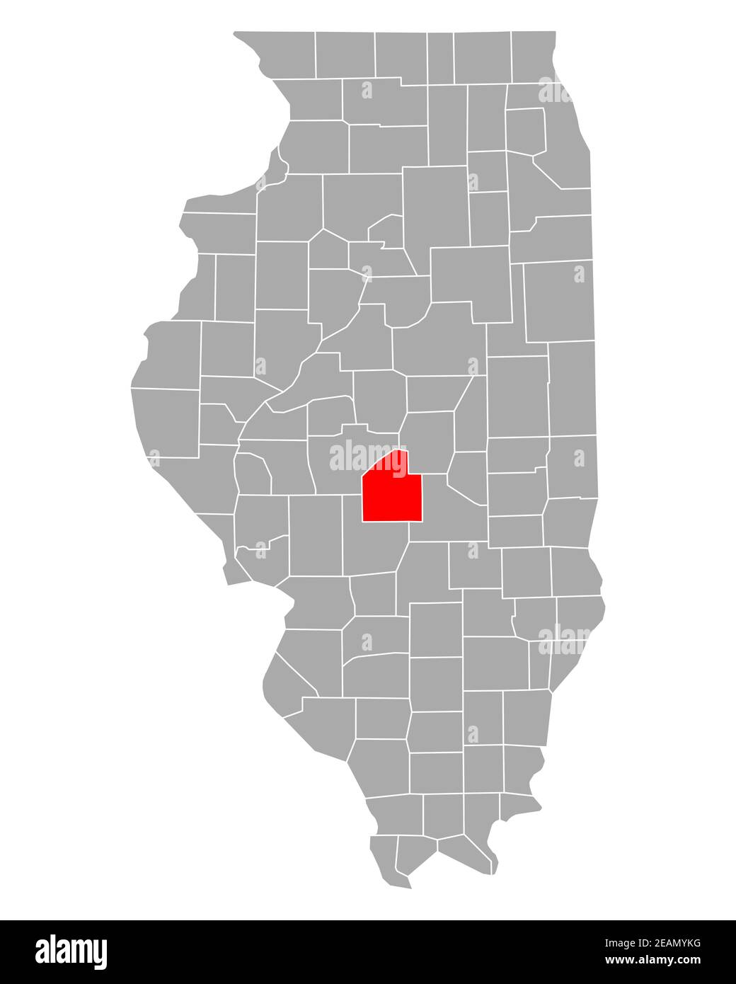 Map of Christian in Illinois Stock Photo
