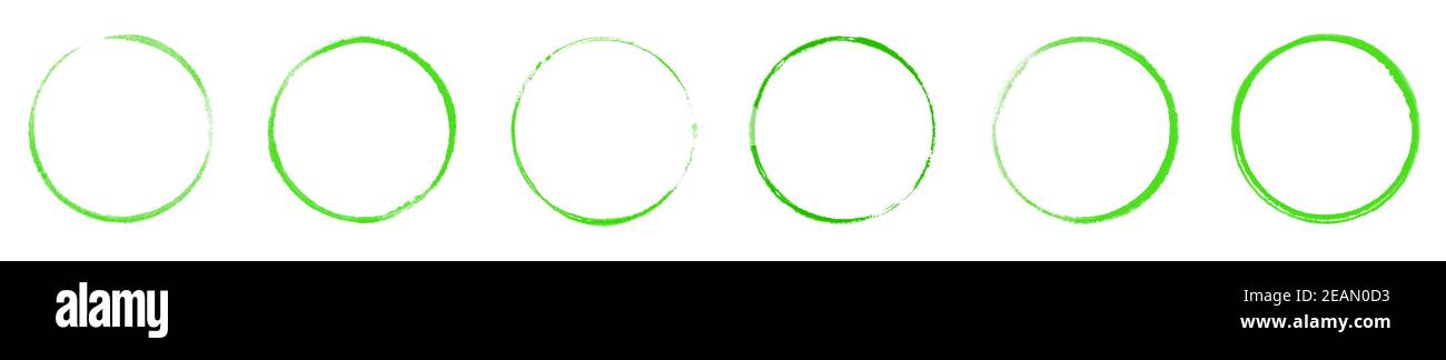 Collection of 6 green stencil circles Stock Photo