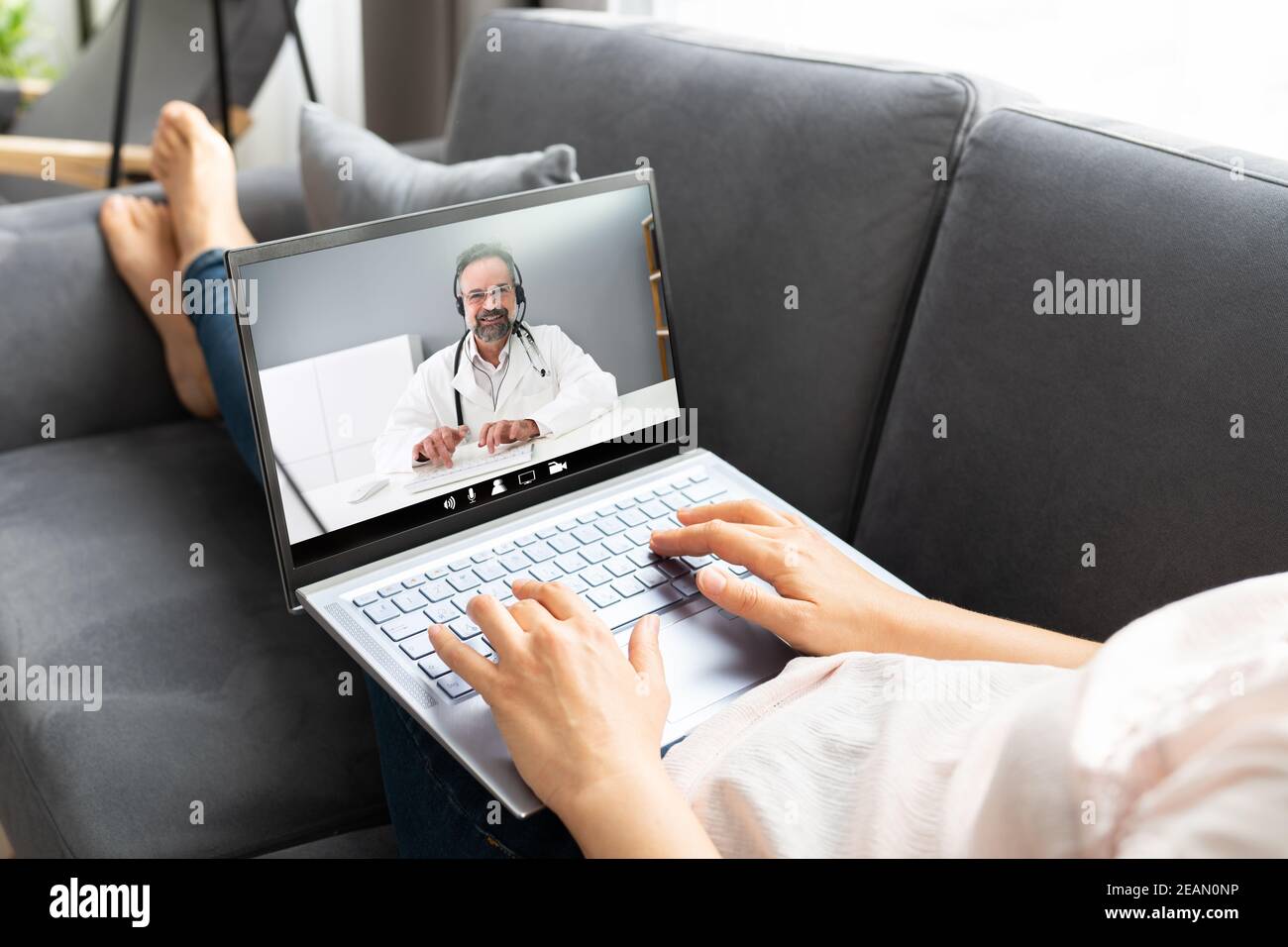 Online Medical Video Conference With Doctor Stock Photo