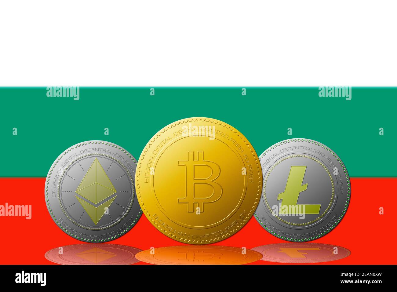 BUlgaria flag on a bitcoin cryptocurrency coin. 3D Rendering Stock Photo -  Alamy