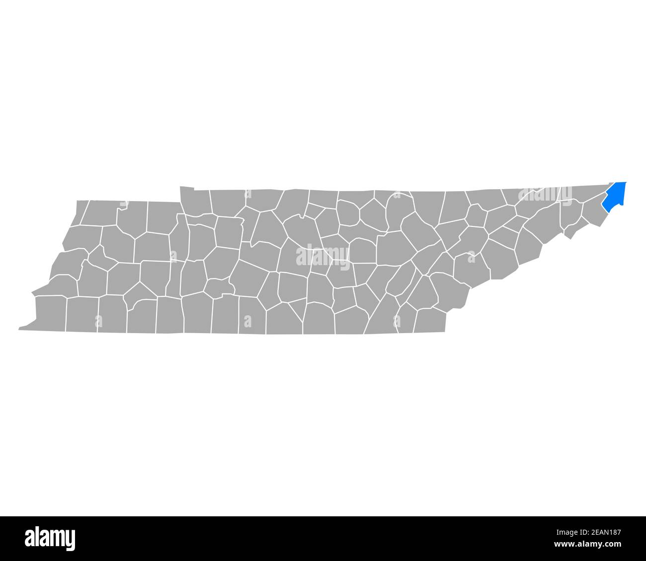 Map of Johnson in Tennessee Stock Photo