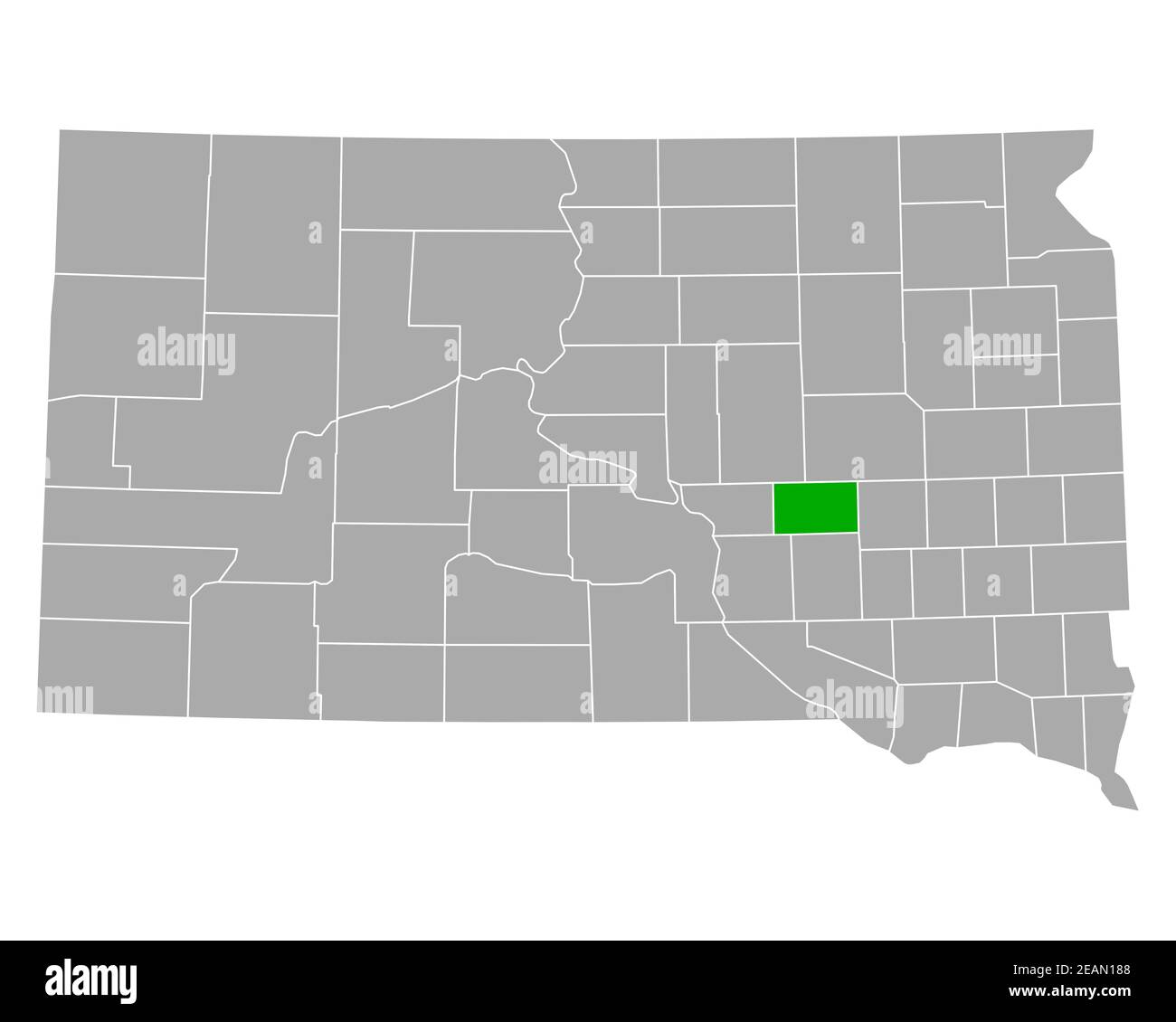 Map of Jerauld in South Dakota Stock Photo