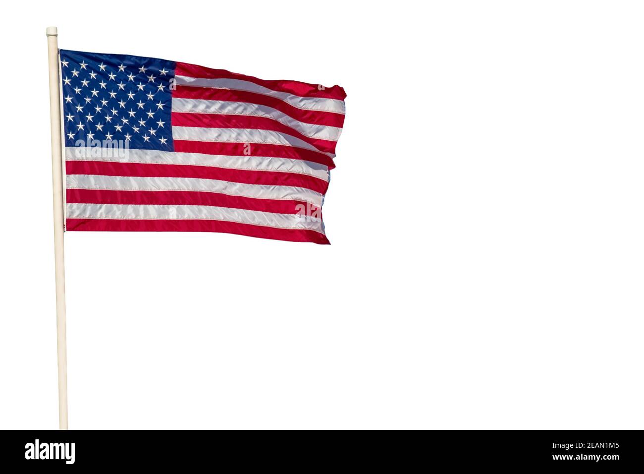 American flag cutout isolated on a white background with copy space