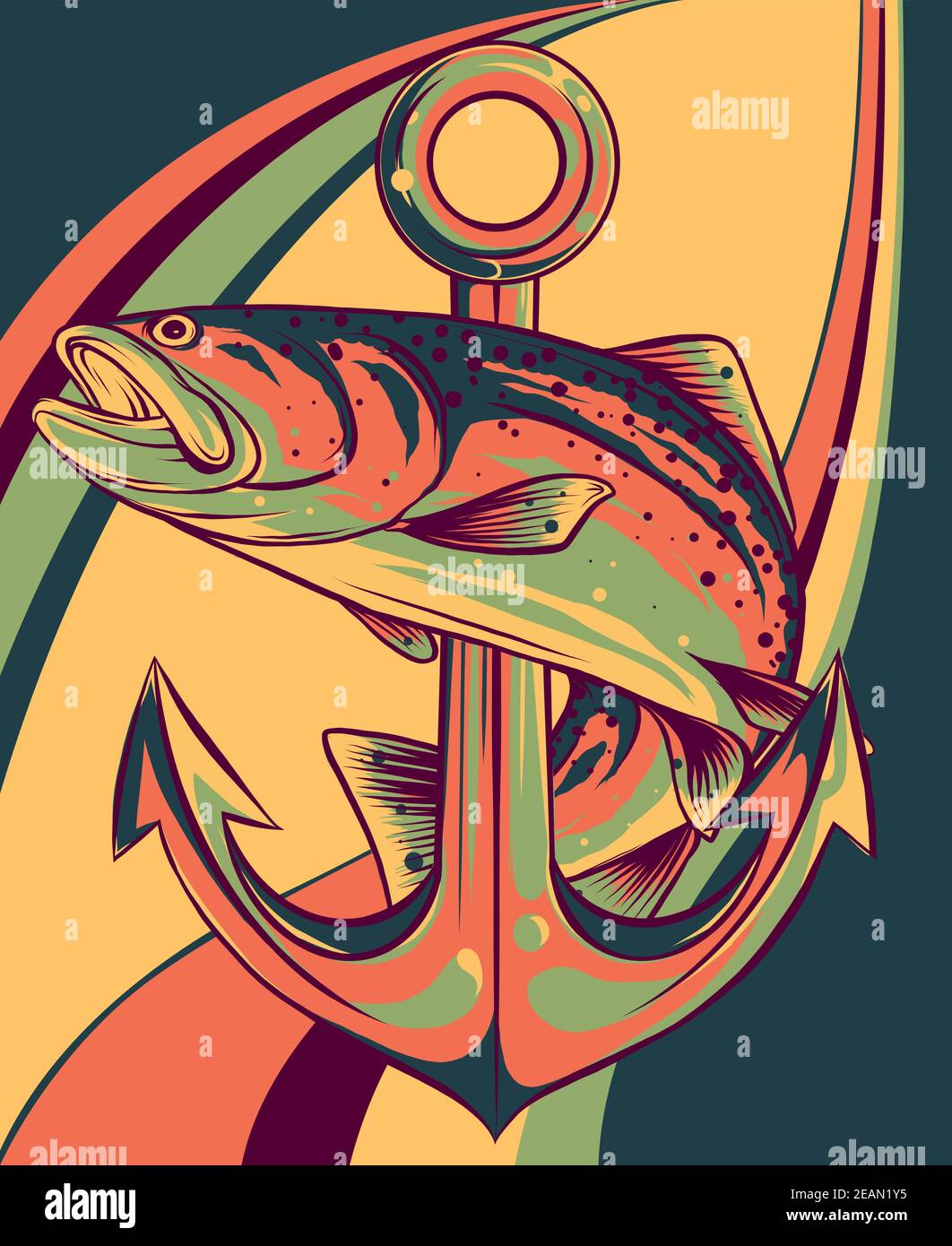 fish around the anchor vector illustration art Stock Vector Image & Art Alamy