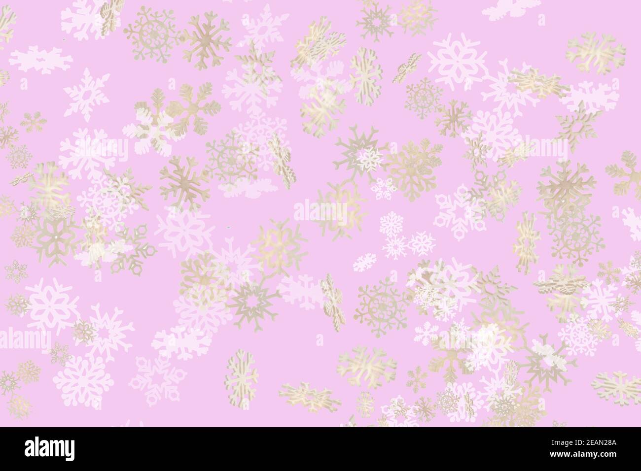 Falling snowflakes pattern on pink background Stock Photo