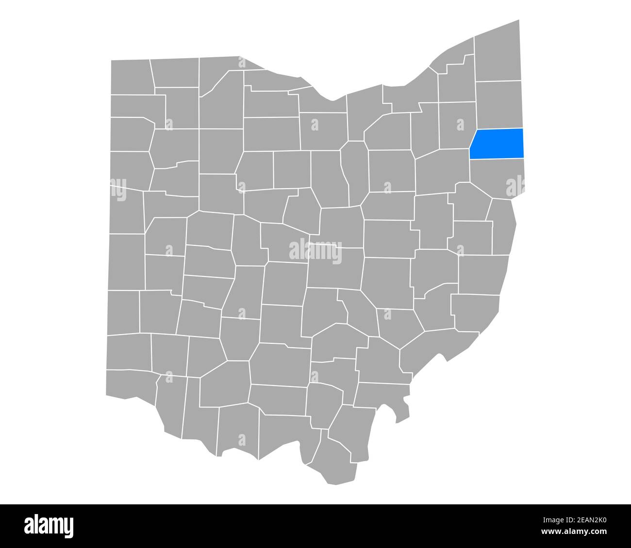 Map of Mahoning in Ohio Stock Photo