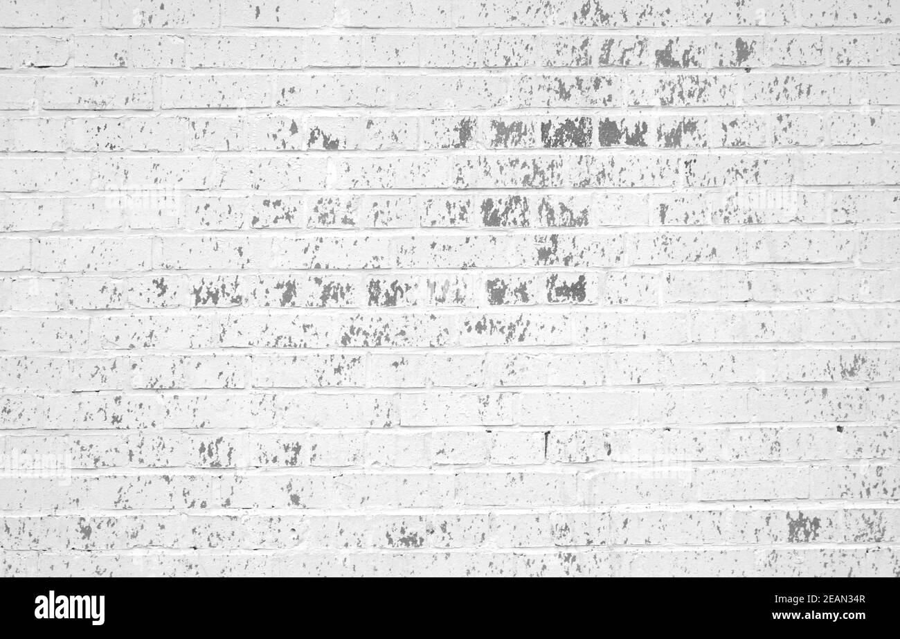 Dirty white brick wall pattern Stock Photo