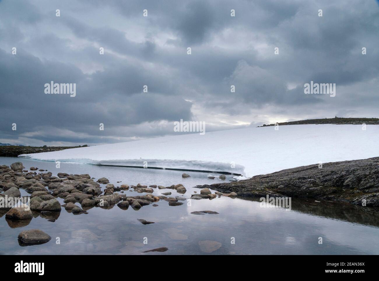 Snow covered Aurlandsfjellet Stock Photo