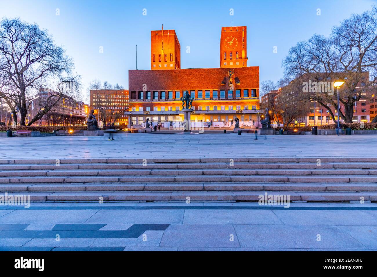 Sunset view of town hall in Oslo, Norway Stock Photo Alamy