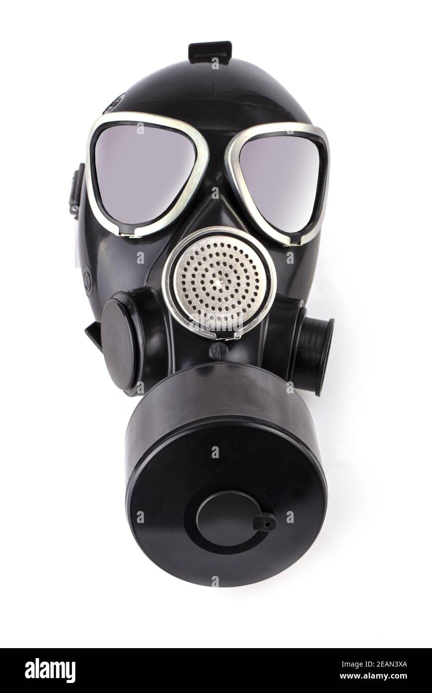 black gas mask isolatade on white background Stock Photo - Alamy