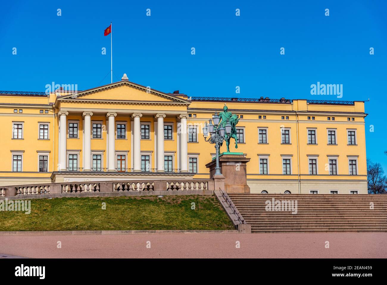 Statue of king Karl Johan in front of the royal palace in Oslo, Norway