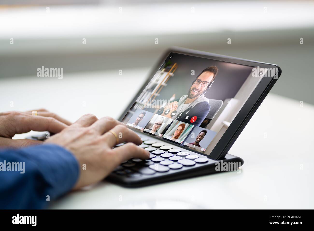Video Conferencing Webinar Training Business Call Stock Photo