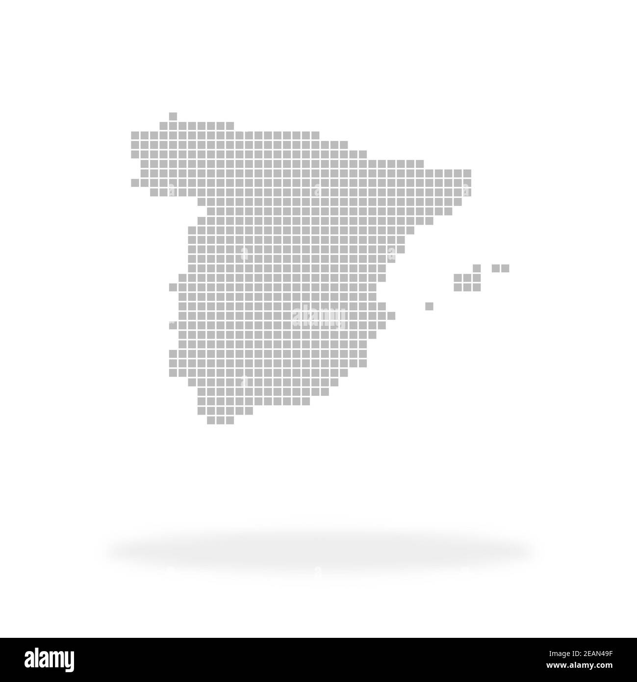 Map of Spain made with grey dots and shadow Stock Photo