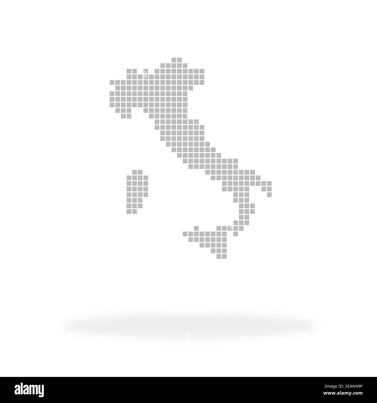Map of Italy made with grey dots and shadow Stock Photo