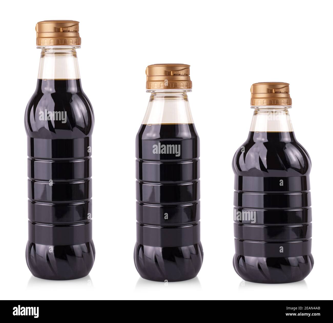 Soy sauce in a plastic bottles isolated on white background Stock Photo